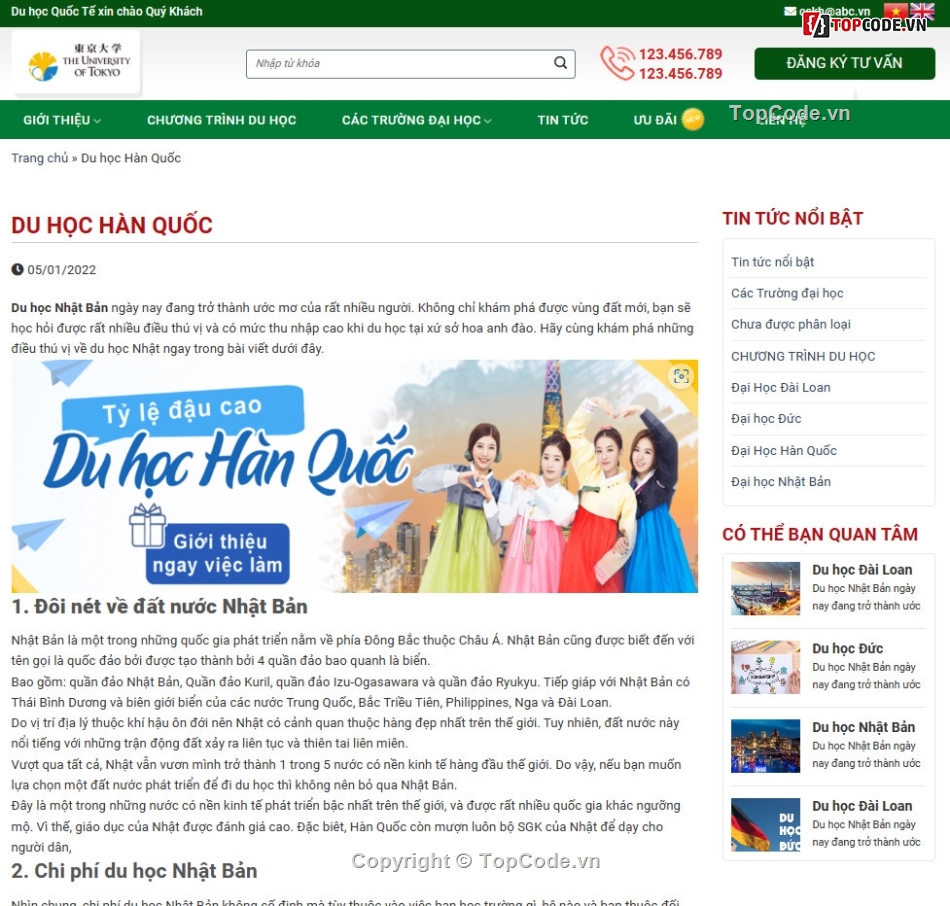 sharecode website du lịch,fullcode website du học,sharecode web du học,Theme WordPress du học quốc tế